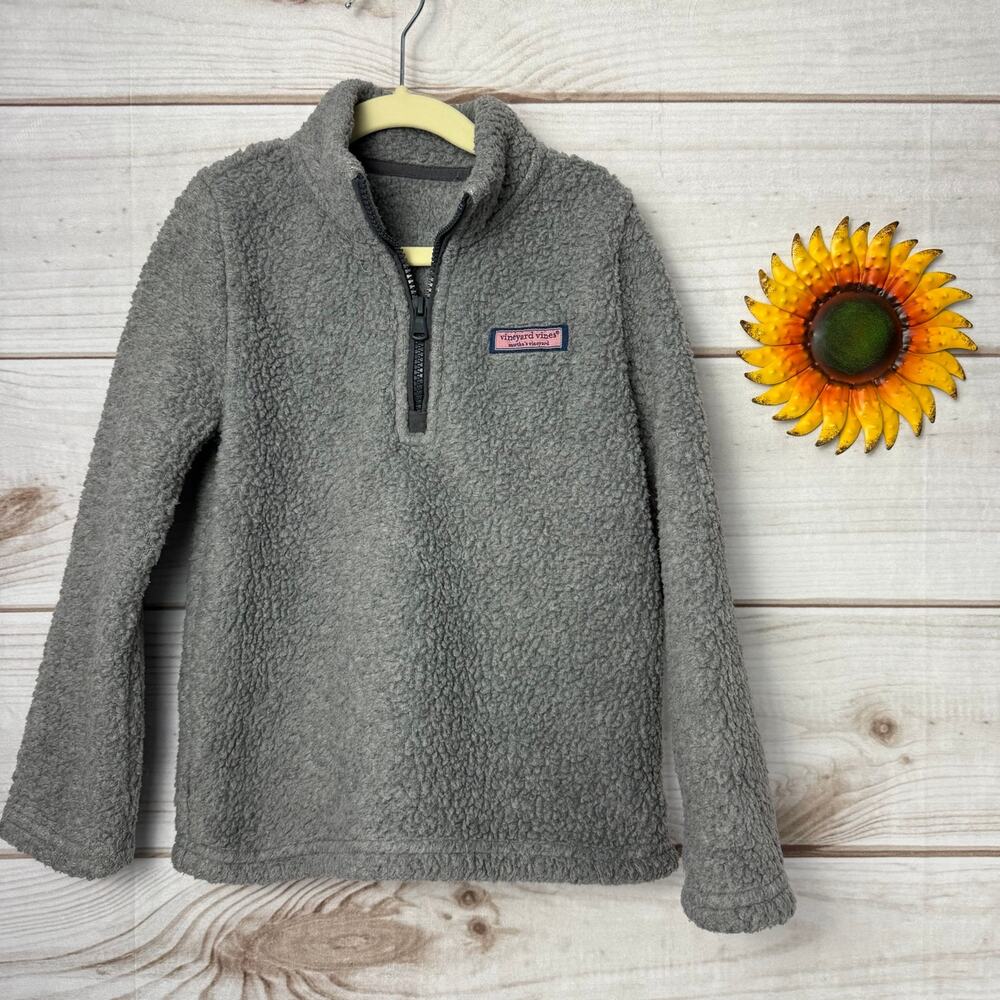 Vineyard Vines Boys Gray Fleece Quarter Zip Pullover Sweater 4/5